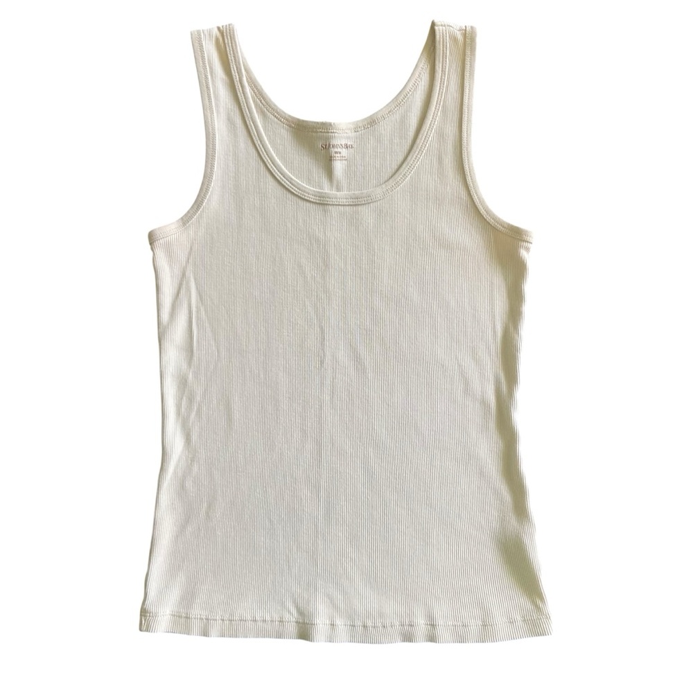 St. John’s Bay Cream 100% Cotton Natural Fiber Women’s Tank Top Size M